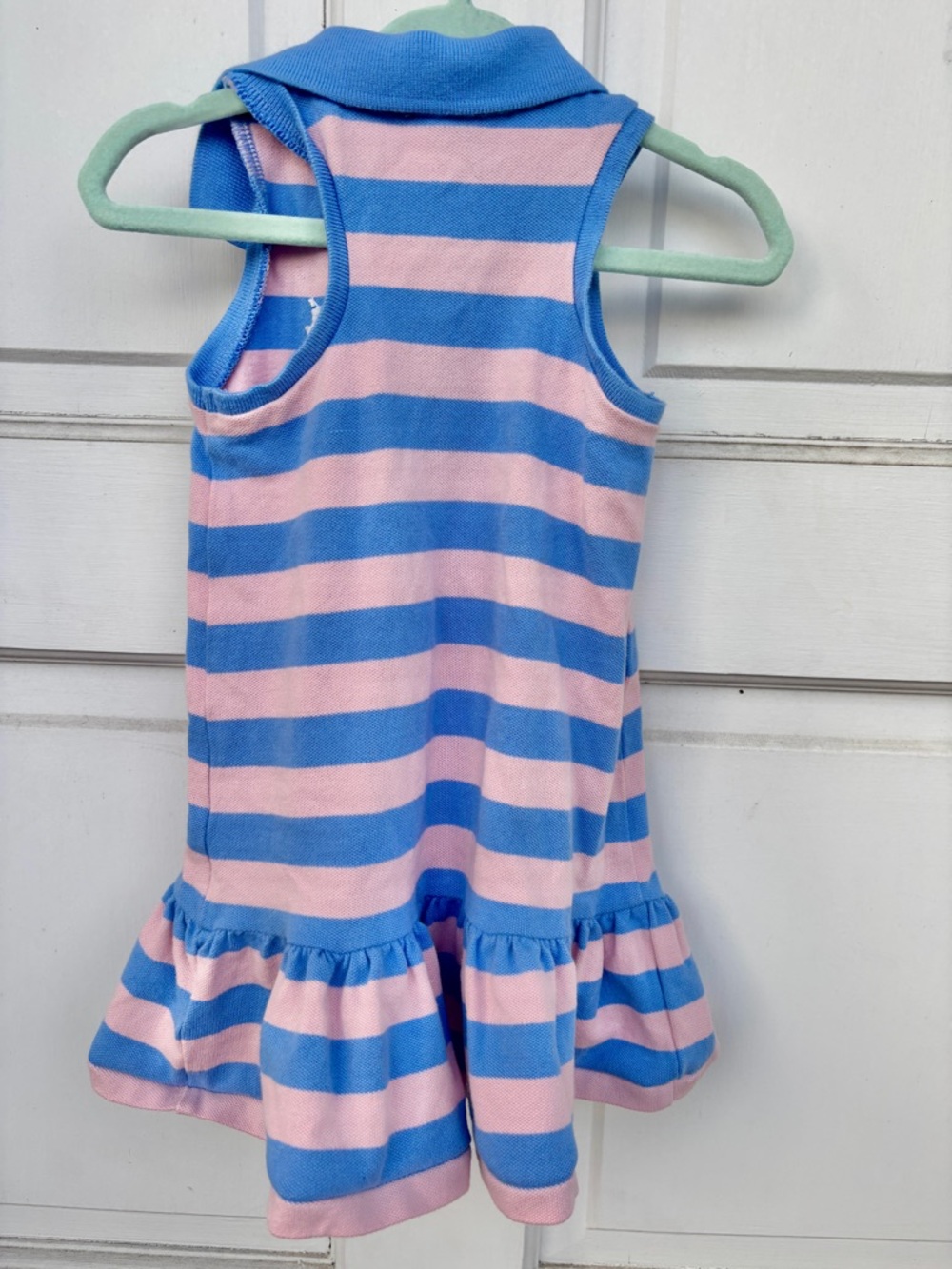 Ralph Lauren Baby Girl Polo Dress 12M Pink Blue Striped w Bloomers EUC - Picture 3 of 5